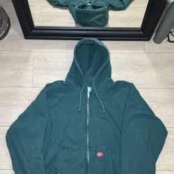 Vintage 1990s Dickies Thermal Lined Forrest Green Zip Up Hoodies