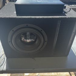 Like New Skar 10” Evl Subwoofer In Matching Box With Amp 