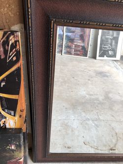 Bronze/ Brown Textured Look Finish Beveled Mirror 57”W x 45” H