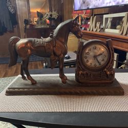 Vintage Bronze Horse Clock.