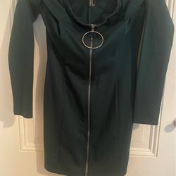 Forever 21 Dark Green Off-Shoulder Dress