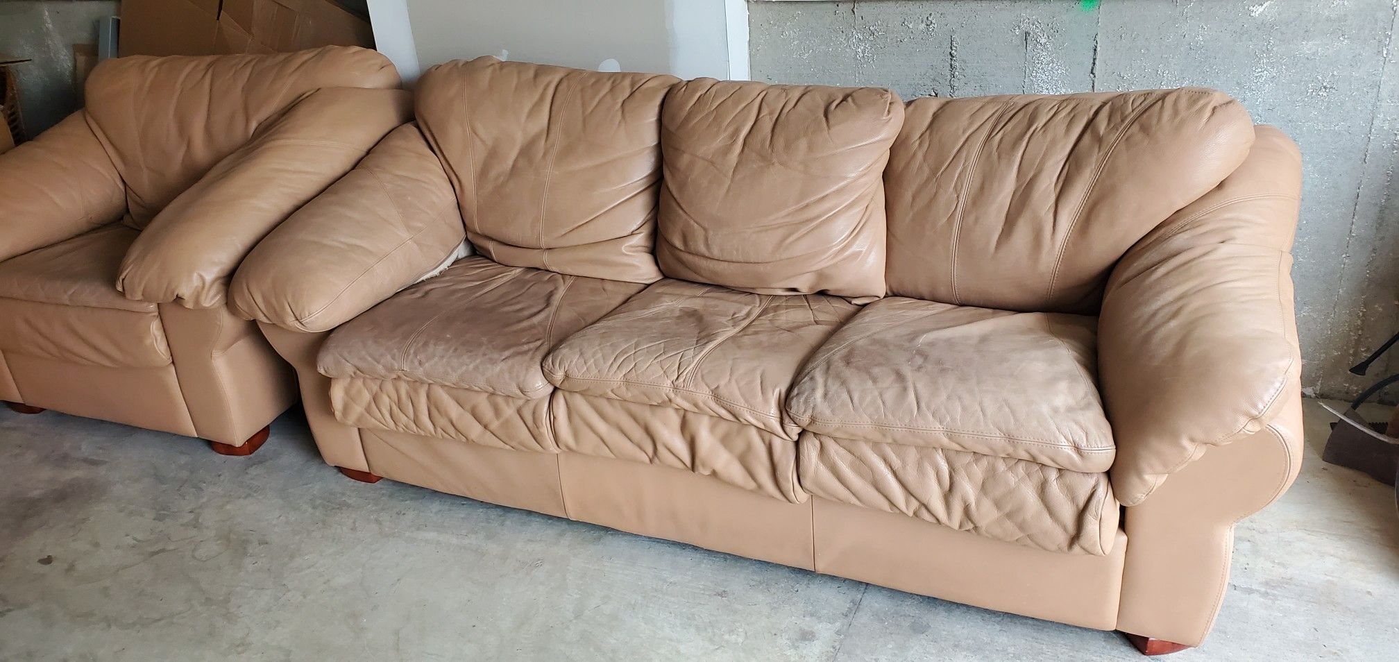 Leather Couch Chair and ottoman set