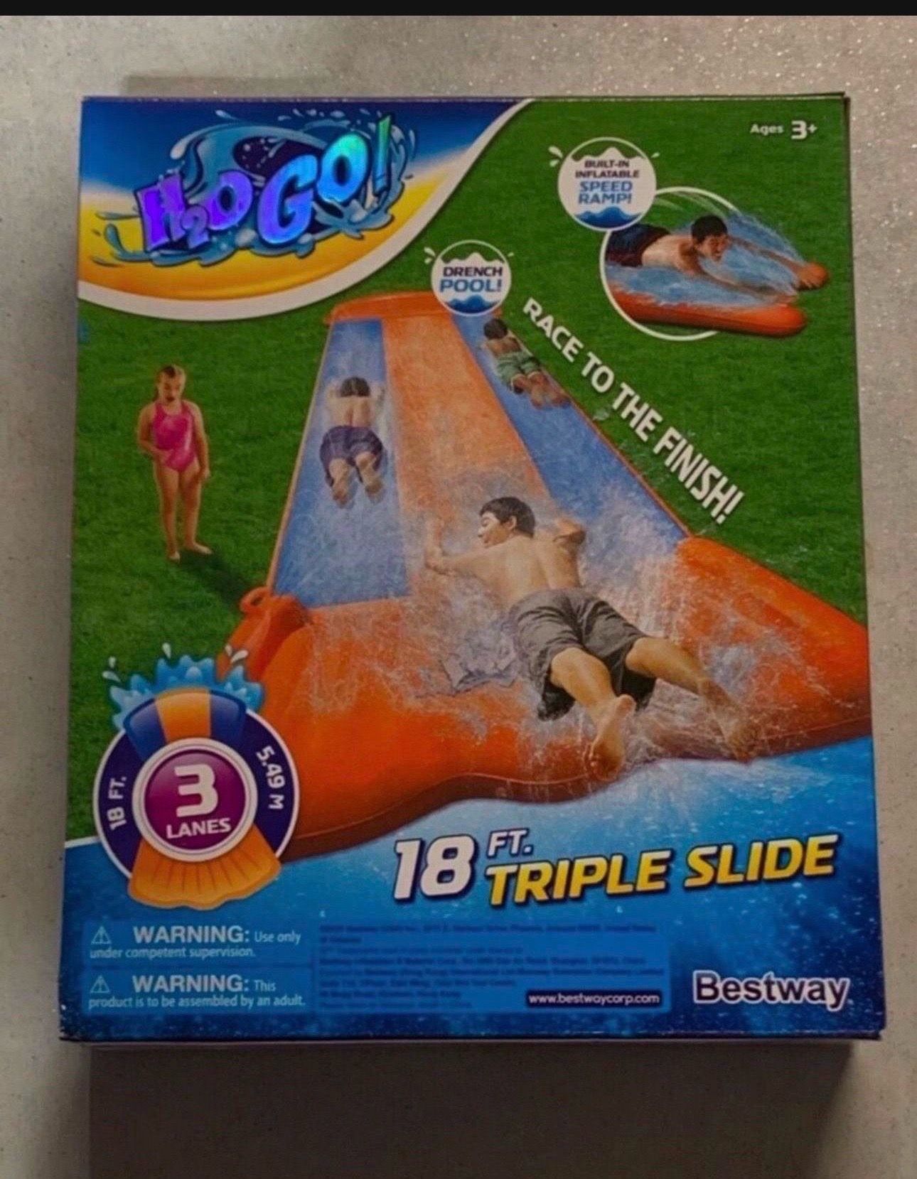 Bestway H2OGO! 18' Triple Water Slip N and Slide Kid's Pool Toys Outdoor SummerFirm $40