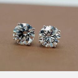 2.50 Carat Total Weight Round Lab Grown Diamond Stud Earrings White Gold 14k AGI Certified - BRAND NEW