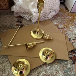 3 Gold Candlestick Holder 