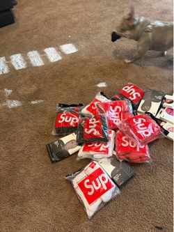 Supreme socks and Nike skis