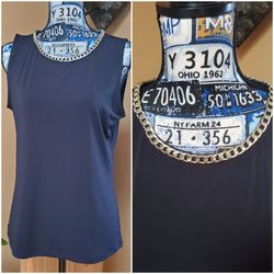 PREMISE STUDIO BLACK TANK TOP WITH GOLD CHAIN NECKLINE!