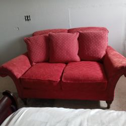 Ashley Red Fabric Loveseat