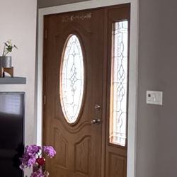 Wooden Front Door With Sidelight And Glass Screen Door