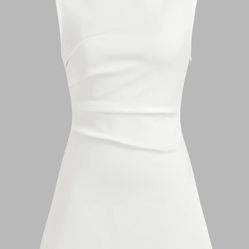 CIDER Asymmetrical neck white Dress