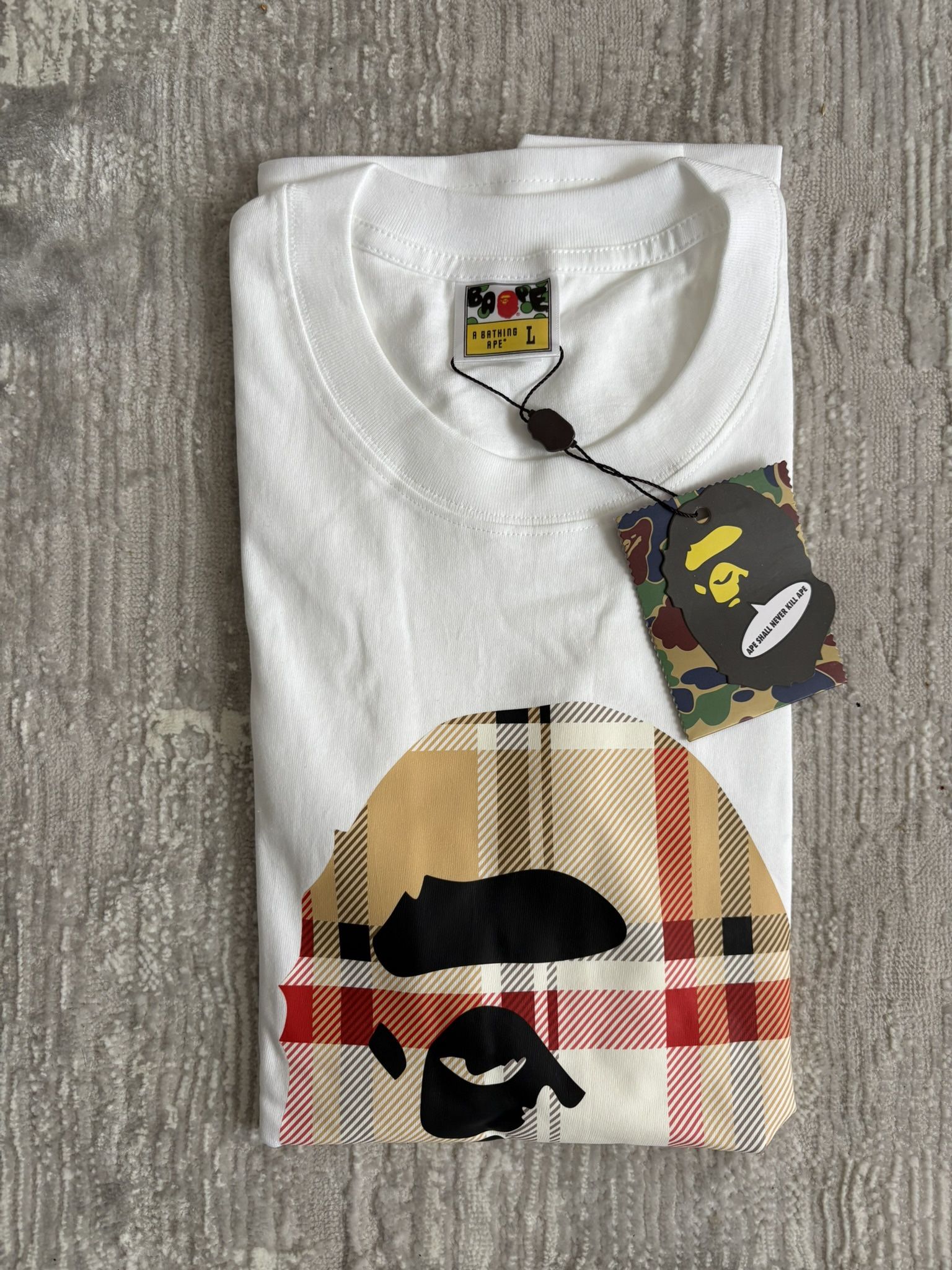 WHITE BURBERRY BAPE TEE
