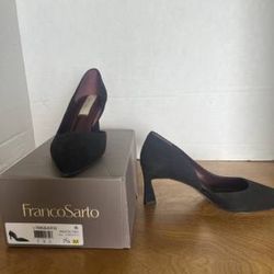 NEW Franco Sarto Tana Half d'Orsay Pump Black Suede Size 7 1/2 Medium