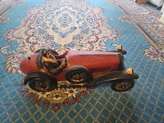 Vintage Classic Large Racing Sport car Bugatti Model Sculpture w/ Driver 1926