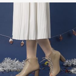 Perphy Peep Toe Lace Up Chunky Heel Ankle Boots