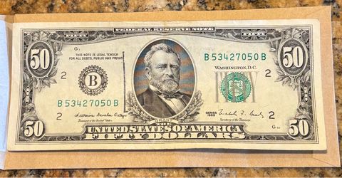 Wonderful Antique 50$ Bill
