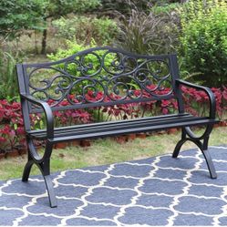 New Condition 50 Inches Metal Outdoor Garden Bench, 