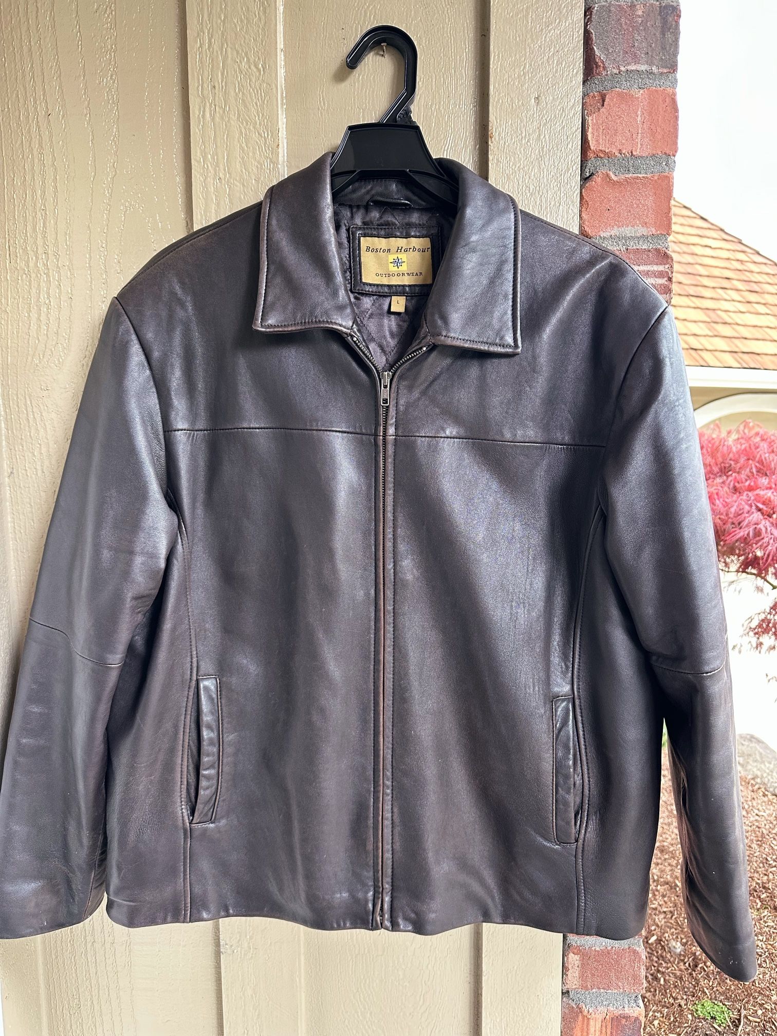 Leather Jacket, Men’s Large, chocolate brown, Nice!