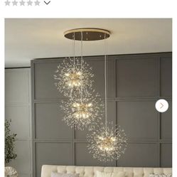 Geetika 24 Light Gold Sputnik Crystal Cluster Island Adjustable Pendant. Brand New 