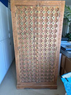 Pier 1 Hand-Carved Wood Armoire / Cabinet – OBO