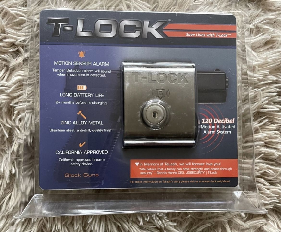 T-Lock with Motion Sensor 120db Alarm . California DOJ Approved Safety