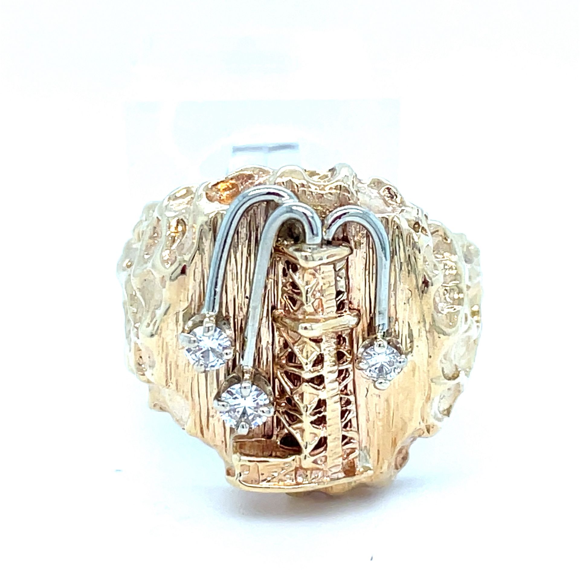 14Kt Yellow Gold Diamond Oil Rig Ring 14.26g Size 9 I-1800
