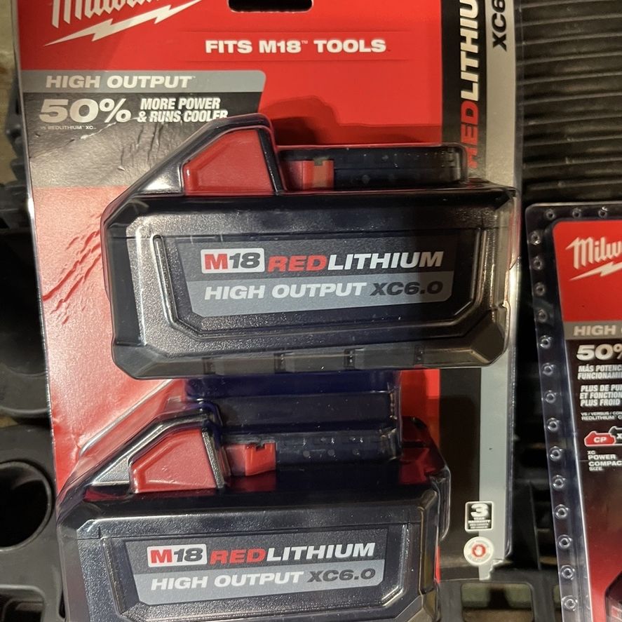 Milwaukee M18 Red Lithium High Output XC 6.0 X 2 New In Box Never Opened.