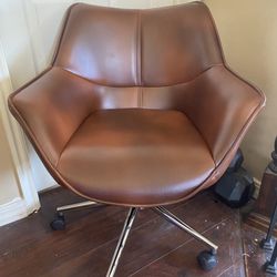 Brand New XIZZI Brown Traditional Adjustable Height Swivel Faux Leather Desk Chair