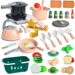 Kitchen Playset Pretend Cooking Play Pots Pans Utensils Cookware 42 pieces