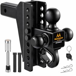 Adjustable Trailer Hitch Tri Ball 12,500 lbs – 2” Receiver, 8” Drop/Rise