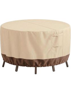 Patio Furniture Covers,ROUND, VAILGE-Round 72"DIA×28"H,, (BEIGE & BROWN) NEW