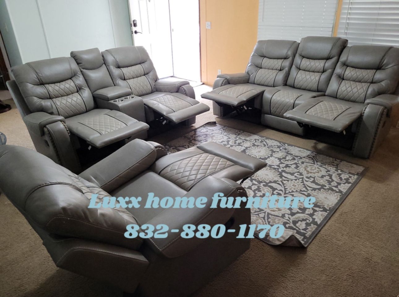 Brand New Reclining Sofa Gray Financing Available