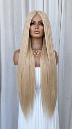 Beautiful beige blonde human hair lace front wig 13x6