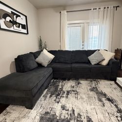 Gently Used Dark Gray Sectional Couch – Great Condition