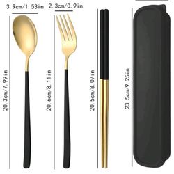 Cutlery three Piece Stainless Steel Portable Spoon Fork And Chopsticks 