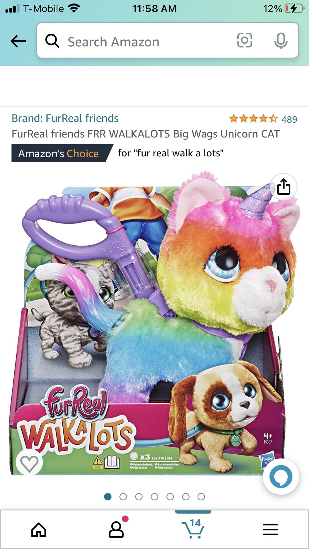 FurReal Friends FRR Walkalots Big Wags Unicorn Cat. Ez