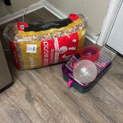 Hamster Cage With Bedding 