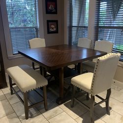 Brand New Extendable Table, 4 Chairs And Bench! 