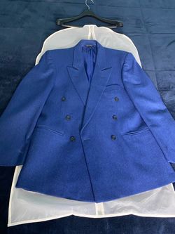 Vintage Kizi Rossi Electric Blue Double Breasted Blazer Jacket Coat Made in Italy 48 / US 38
