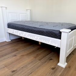 White Twin  Bed With Mattress 