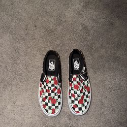 Customs Classic Slip-On Checkerboard Shoe With Roses SIZE 7 WOMEN