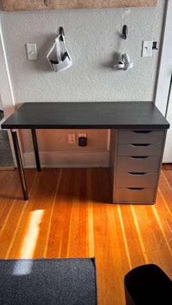 IKEA Alex Desk with 5-Drawer Storage Unit – Black/Gray