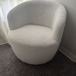 Set of 2 White Swivel Barrel Chairs – $280 for both (OBO)