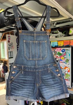 NOBO No Boundaries Denim Shortalls Size Medium (7-9) Relaxed Fit