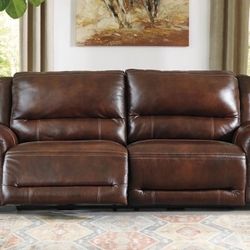 100% Top Grain Leather Power Reclining Sofa