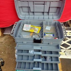 Fishing Tackle Box Rod And Reel Hooks And Sinkers 