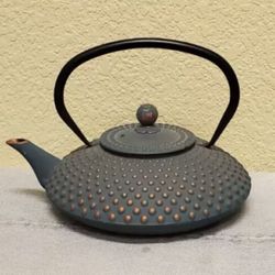 Just Teazen Teapot Cast Iron Hobnail Japanese Tea Kettle Teal Copper Vintage