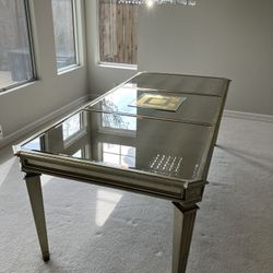 Mirrored dining table, silver, seats 8