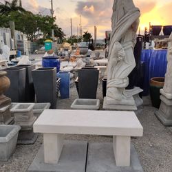 Concrete Modern Straight Benches / Cement Backyard Garden Patio Bench / Outdoor Patio Furniture