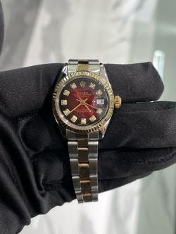 Womens Rolex Two Tone 26mm Wine Red