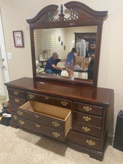 Antique cherry/walnut dresser with mirror